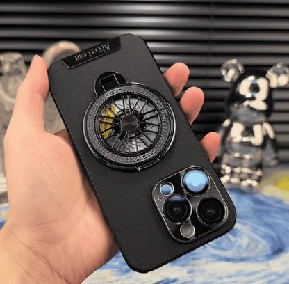 Starlight Art Spinning Gyro Stand Leather Phone Case