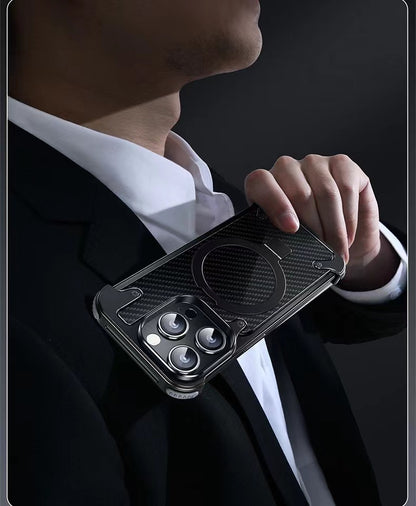 Metal Fiber Magnetic Holder Phone Case