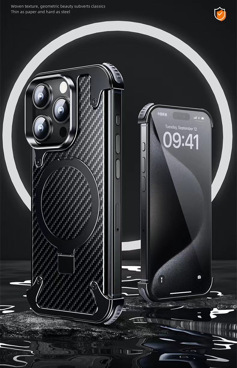 Metal Fiber Magnetic Holder Phone Case