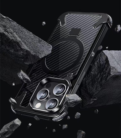 Metal Fiber Magnetic Holder Phone Case