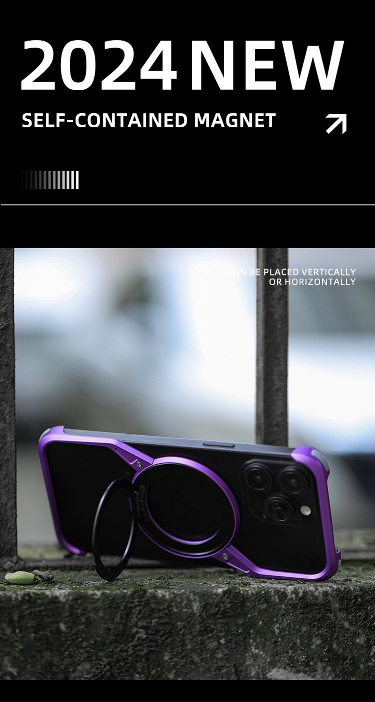 New S-shaped Metal Rotating Magnetic Stand Phone Case