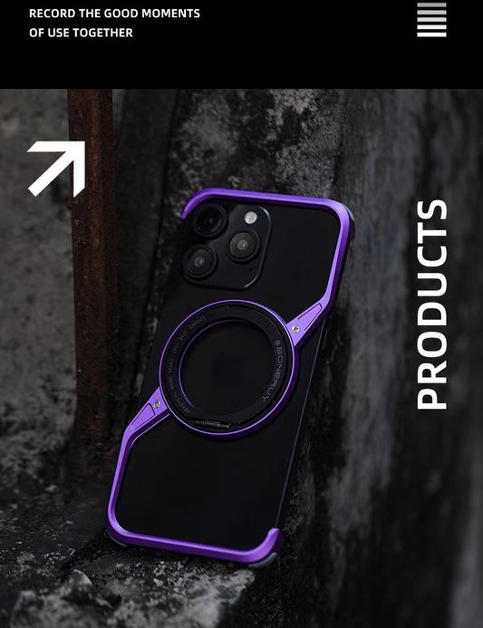 New S-shaped Metal Rotating Magnetic Stand Phone Case