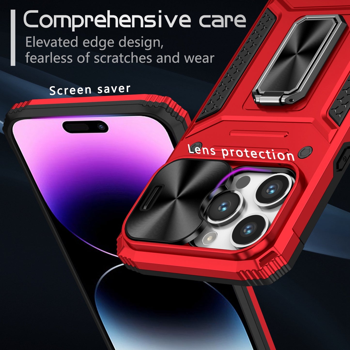 Lens protection anti-fall ring bracket phone case