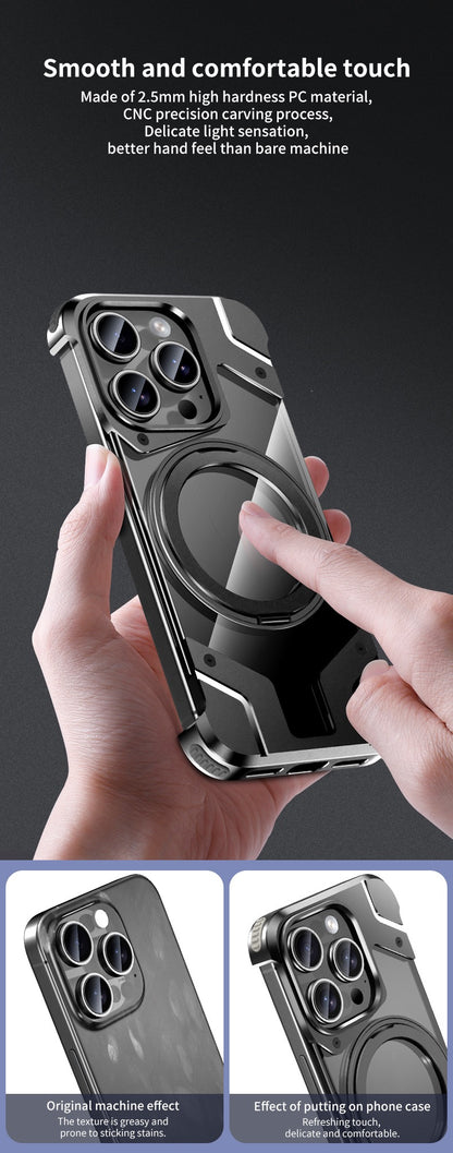Metal Mecha Frameless Magnetic Bracket Phone Case