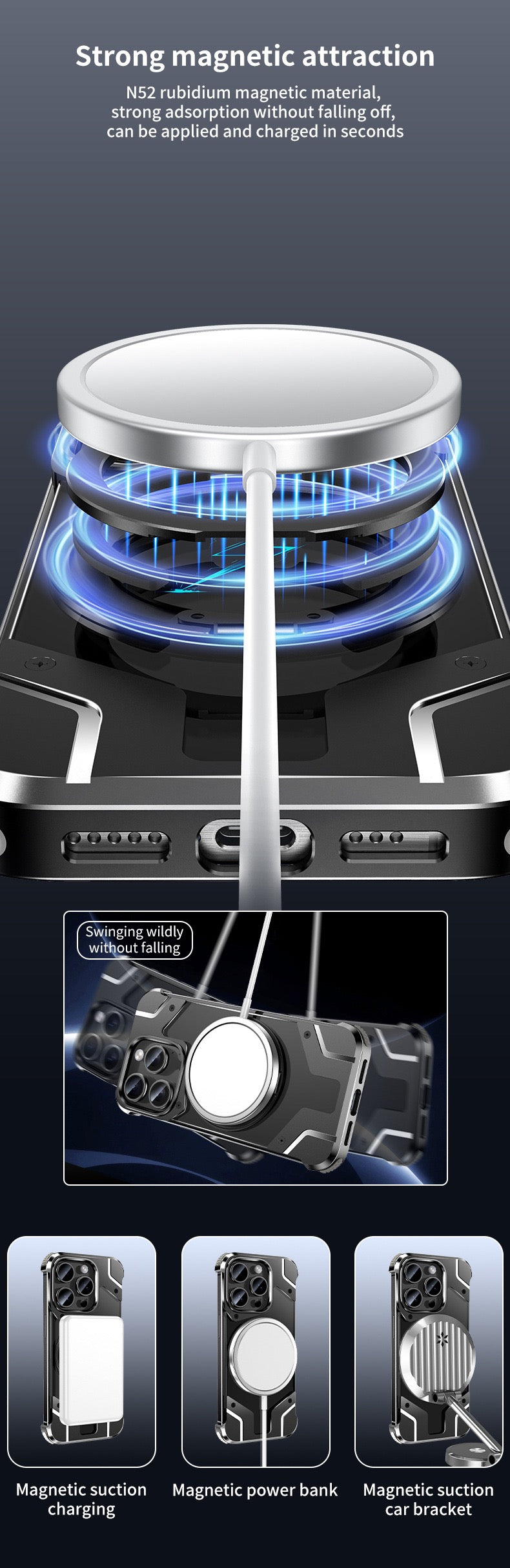 Metal Mecha Frameless Magnetic Bracket Phone Case