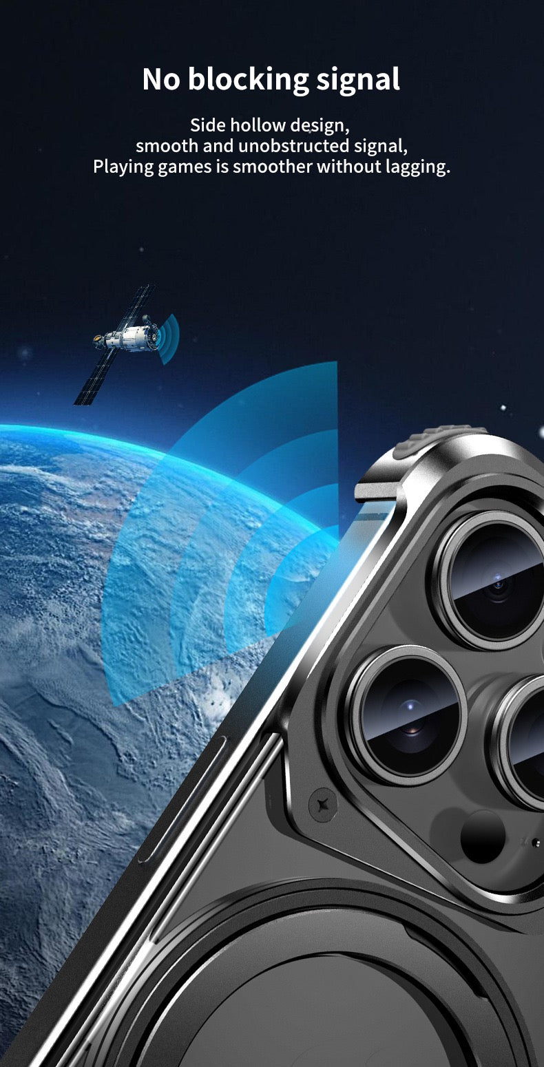 Metal Mecha Frameless Magnetic Bracket Phone Case