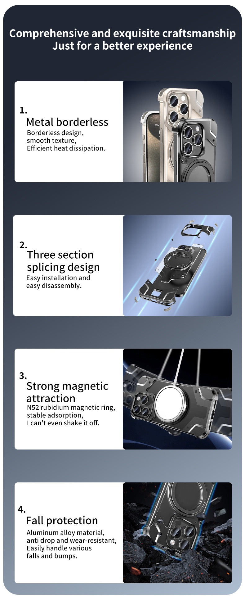 Metal Mecha Frameless Magnetic Bracket Phone Case