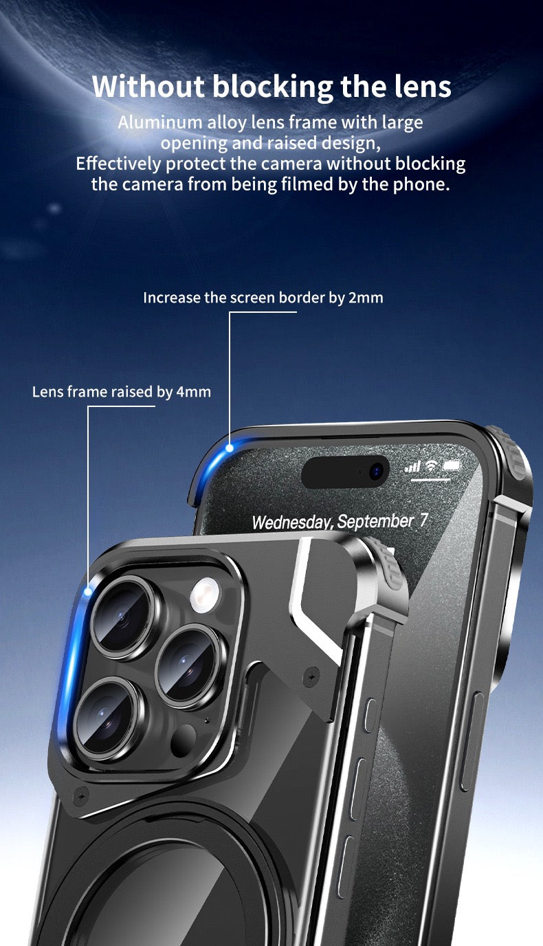 Metal Mecha Frameless Magnetic Bracket Phone Case