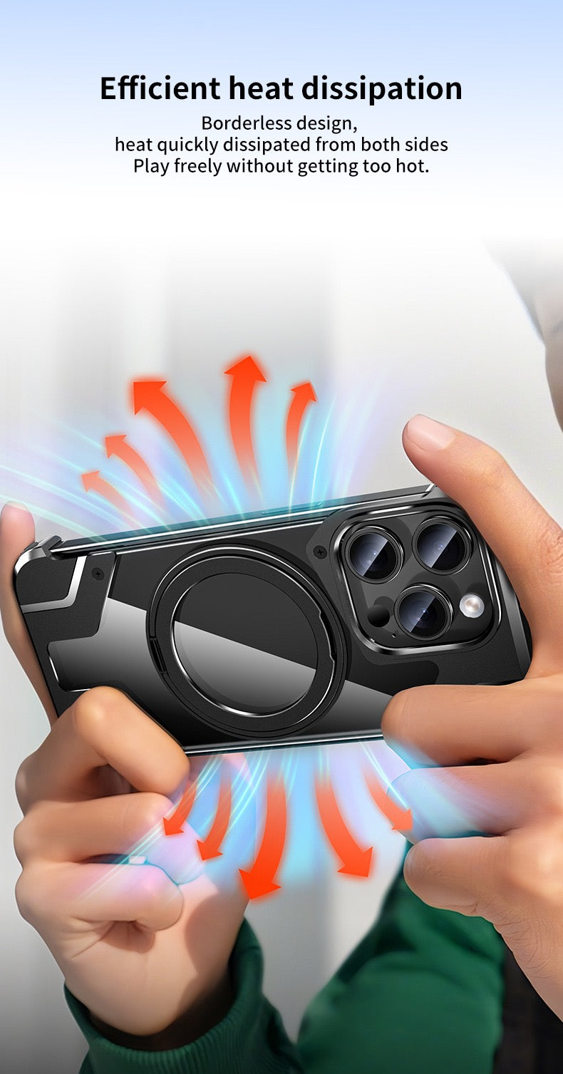 Metal Mecha Frameless Magnetic Bracket Phone Case