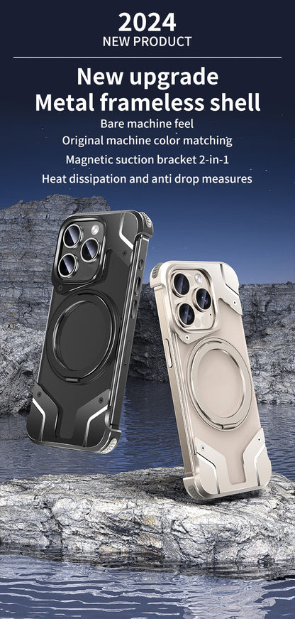 Metal Mecha Frameless Magnetic Bracket Phone Case