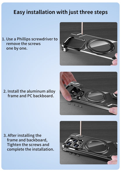 Metal Mecha Frameless Magnetic Bracket Phone Case