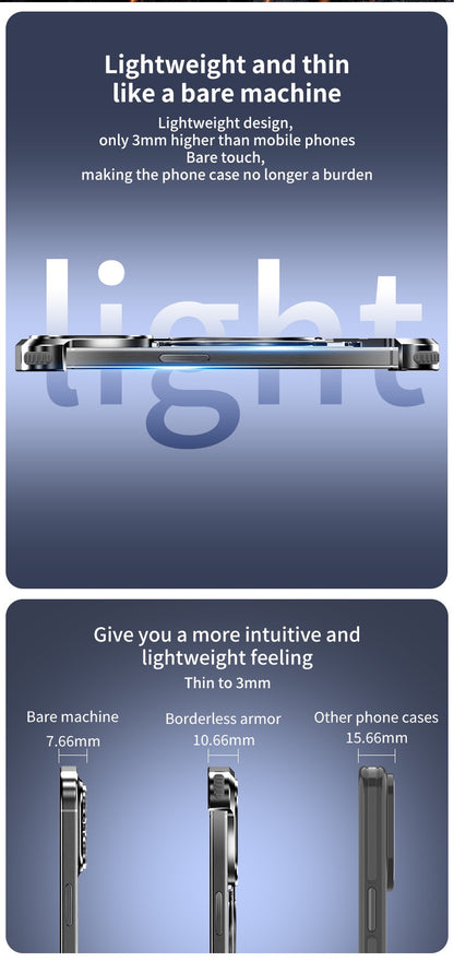 Metal Mecha Frameless Magnetic Bracket Phone Case