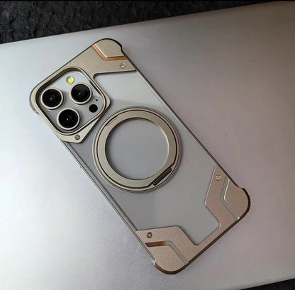 Metal Mecha Frameless Magnetic Bracket Phone Case