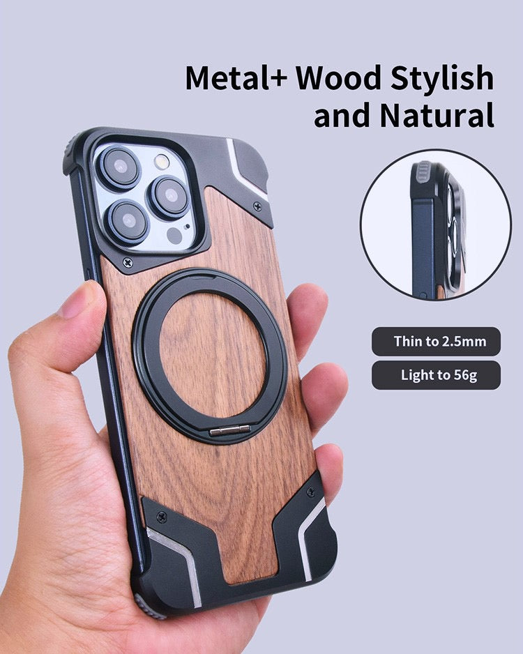 Metal Mecha Frameless Magnetic Bracket Phone Case