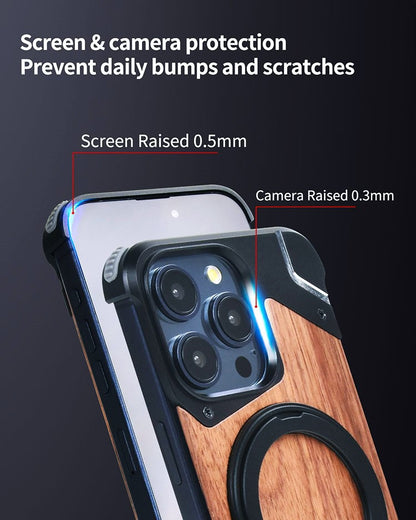 Metal Mecha Frameless Magnetic Bracket Phone Case