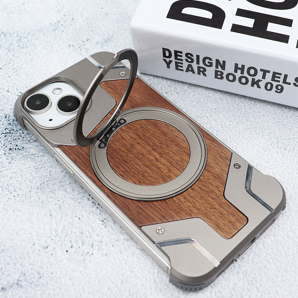 Metal Mecha Frameless Magnetic Bracket Phone Case