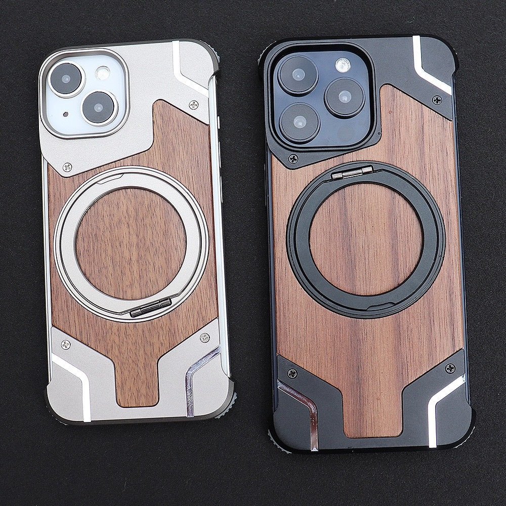 Metal Mecha Frameless Magnetic Bracket Phone Case