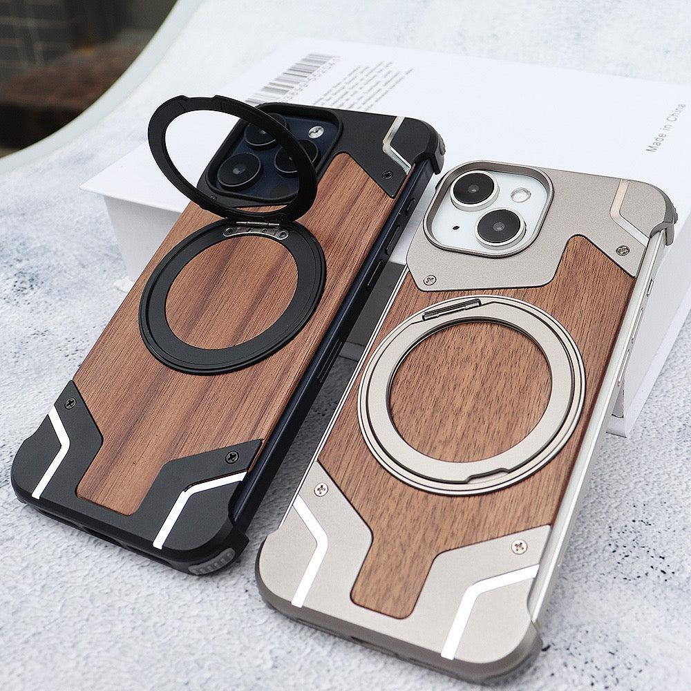 Metal Mecha Frameless Magnetic Bracket Phone Case