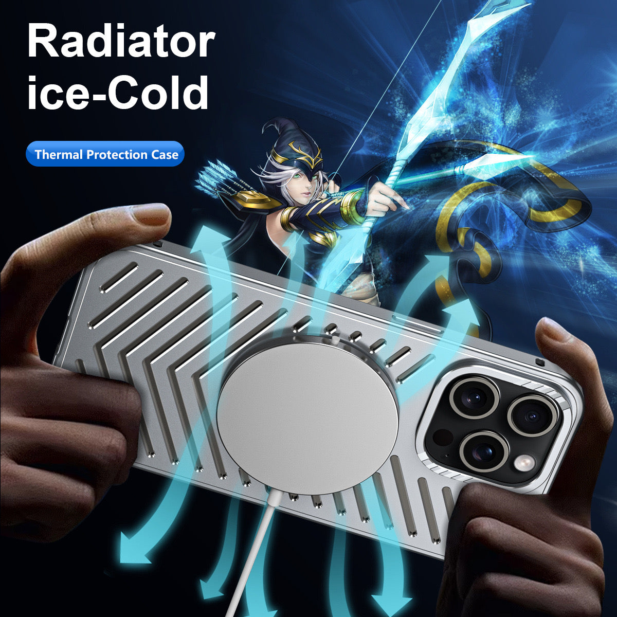 Ice-dazzling Magnetic Metal Buckle Heat Dissipation Phone Case