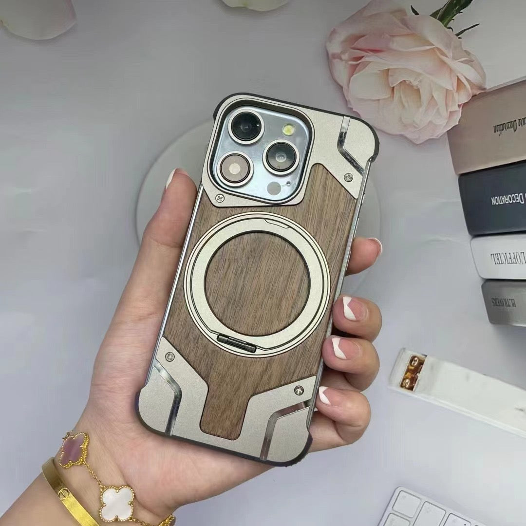 Metal Mecha Frameless Magnetic Bracket Phone Case