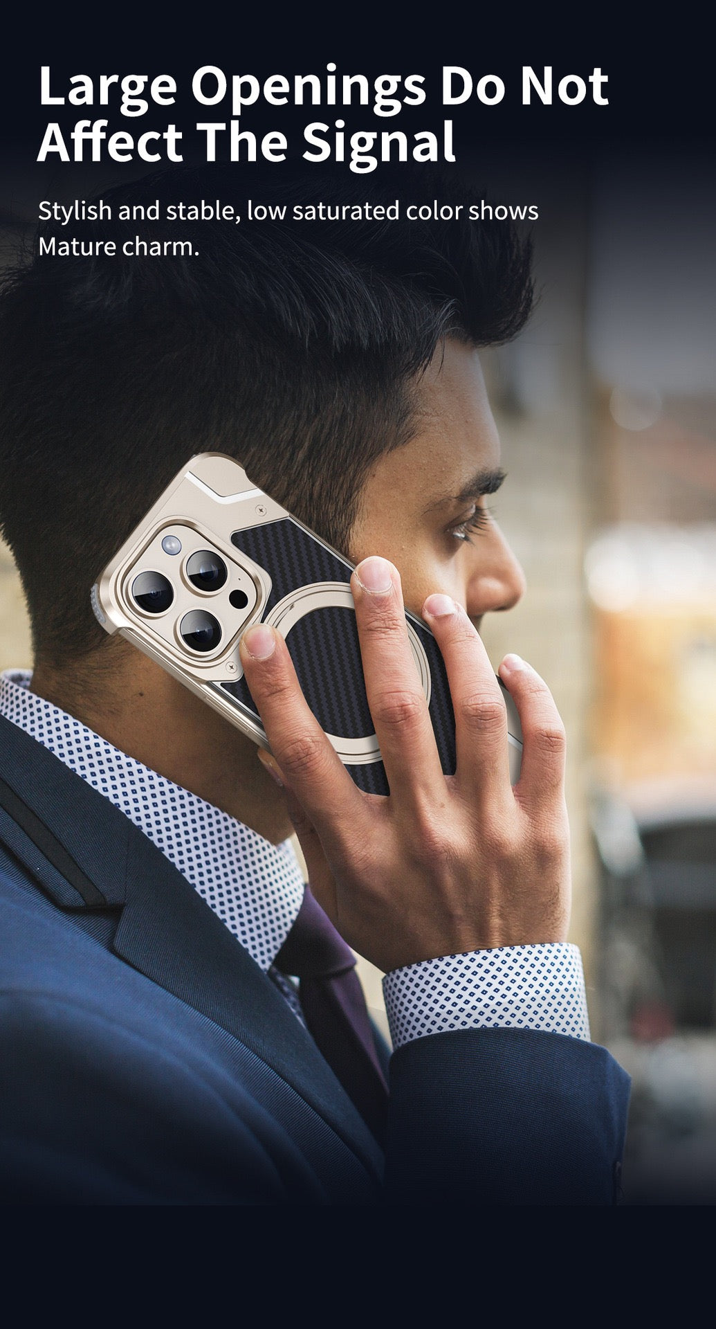 Magnetic Metal Carbon Fiber Rotating Bracket Phone Case