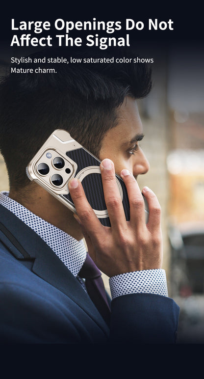 Magnetic Metal Carbon Fiber Rotating Bracket Phone Case