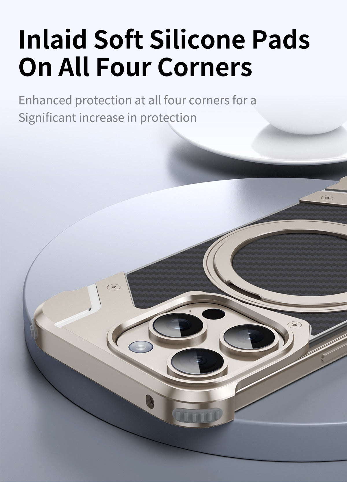 Magnetic Metal Carbon Fiber Rotating Bracket Phone Case