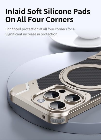 Magnetic Metal Carbon Fiber Rotating Bracket Phone Case