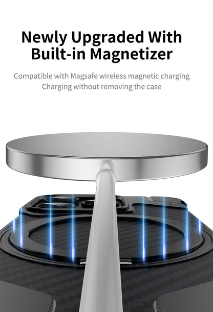 Magnetic Metal Carbon Fiber Rotating Bracket Phone Case