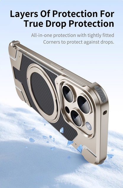 Magnetic Metal Carbon Fiber Rotating Bracket Phone Case