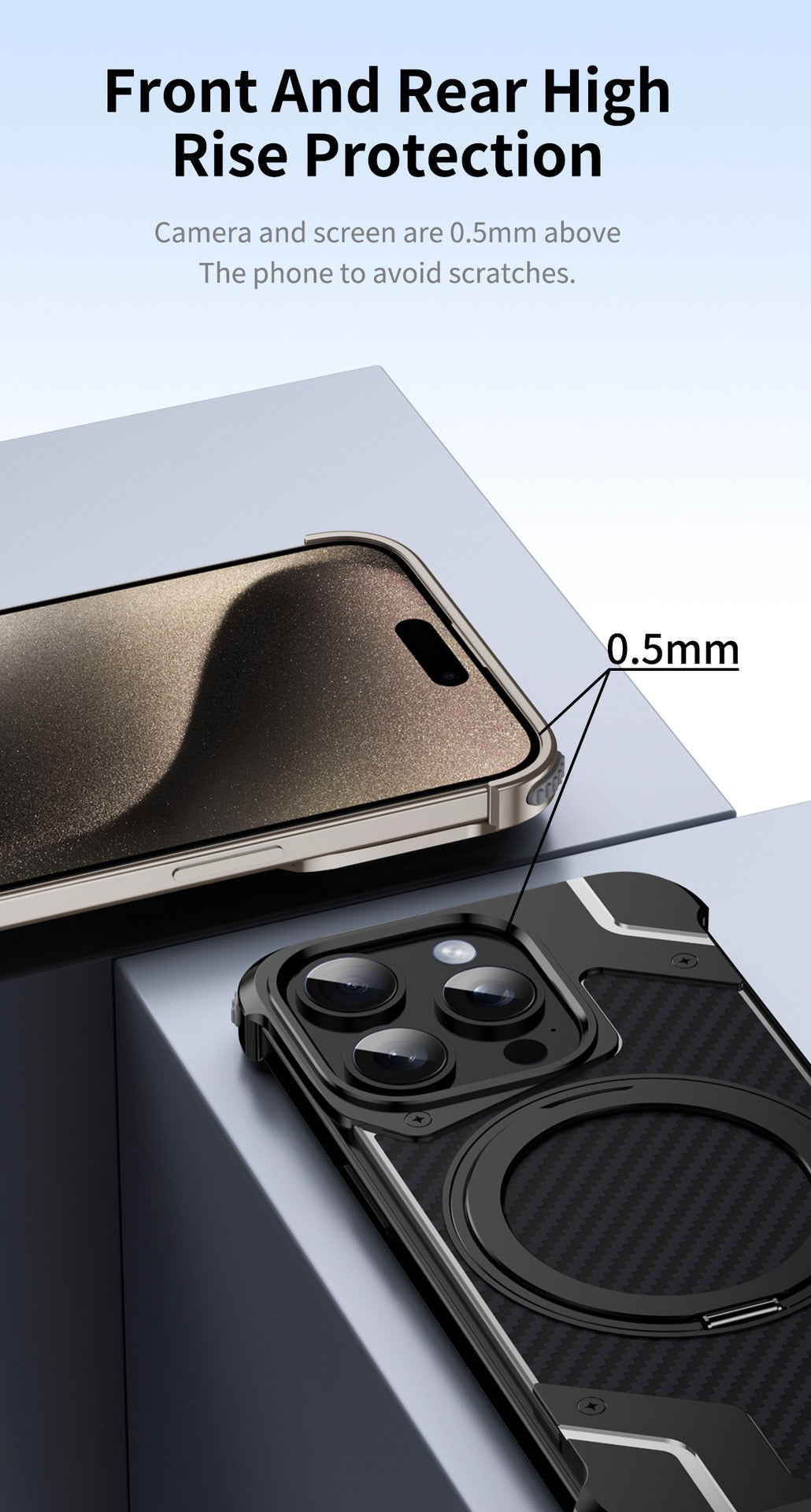 Magnetic Metal Carbon Fiber Rotating Bracket Phone Case