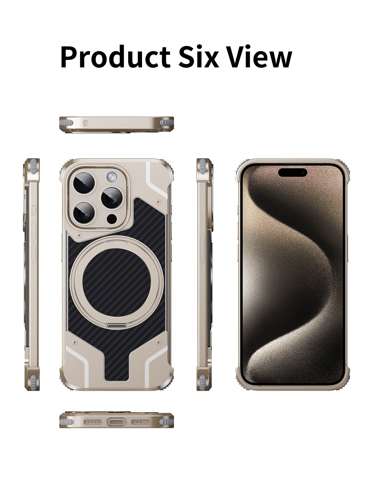Magnetic Metal Carbon Fiber Rotating Bracket Phone Case