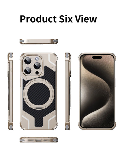 Magnetic Metal Carbon Fiber Rotating Bracket Phone Case