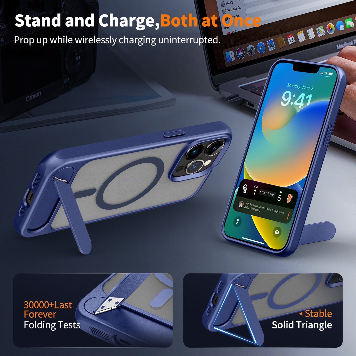 Frosted invisible stand magnetic phone case