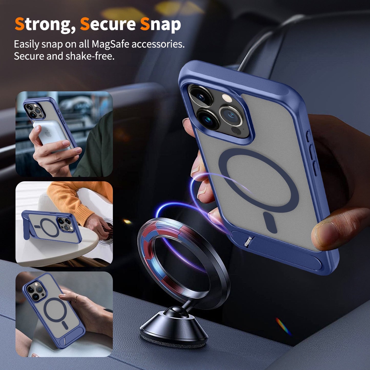 Frosted invisible stand magnetic phone case