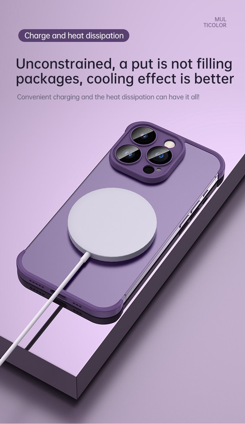 Frameless lens protective phone case