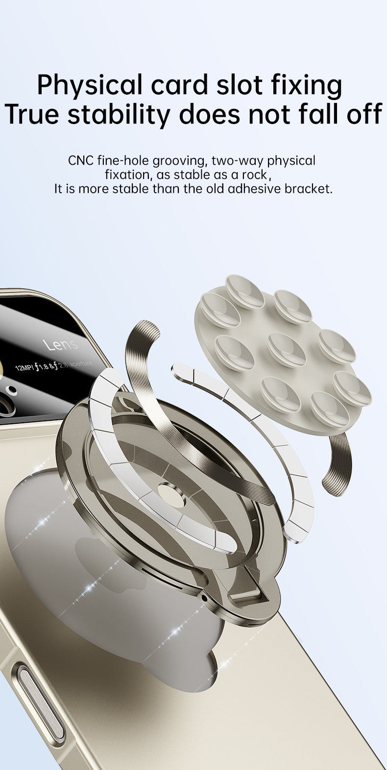 Large window lens protection suction cup magnetic stand phone case