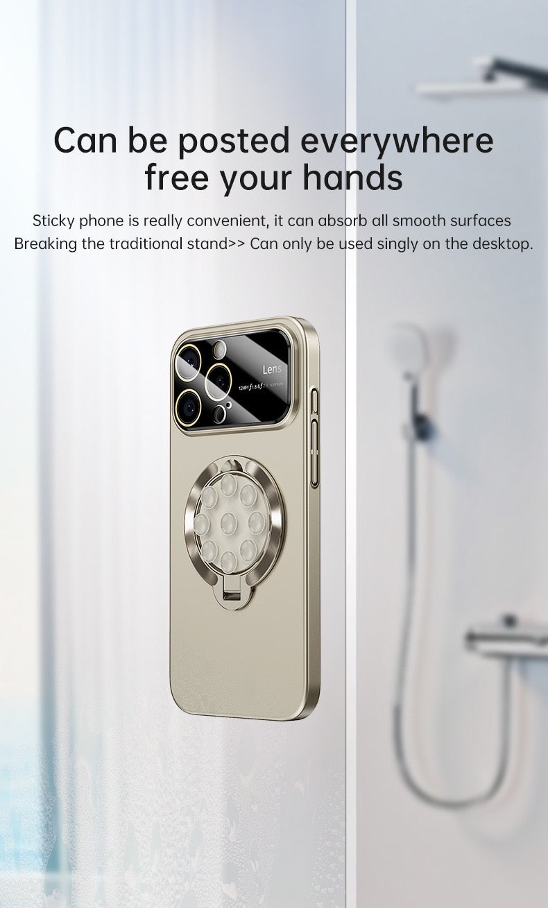 Large window lens protection suction cup magnetic stand phone case