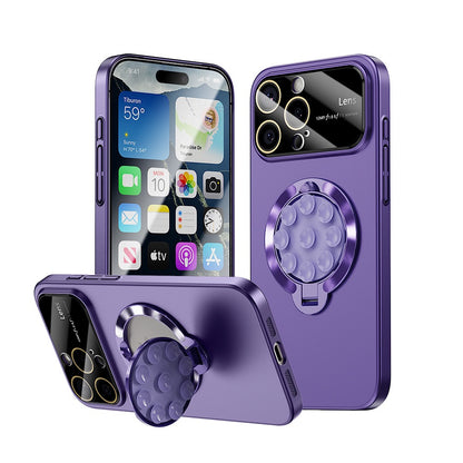 Large window lens protection suction cup magnetic stand phone case