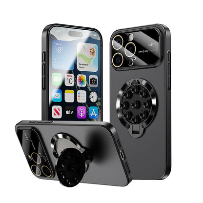 Large window lens protection suction cup magnetic stand phone case