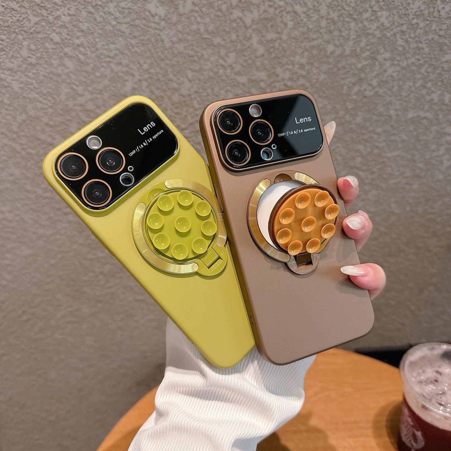 Large window lens protection suction cup magnetic stand phone case