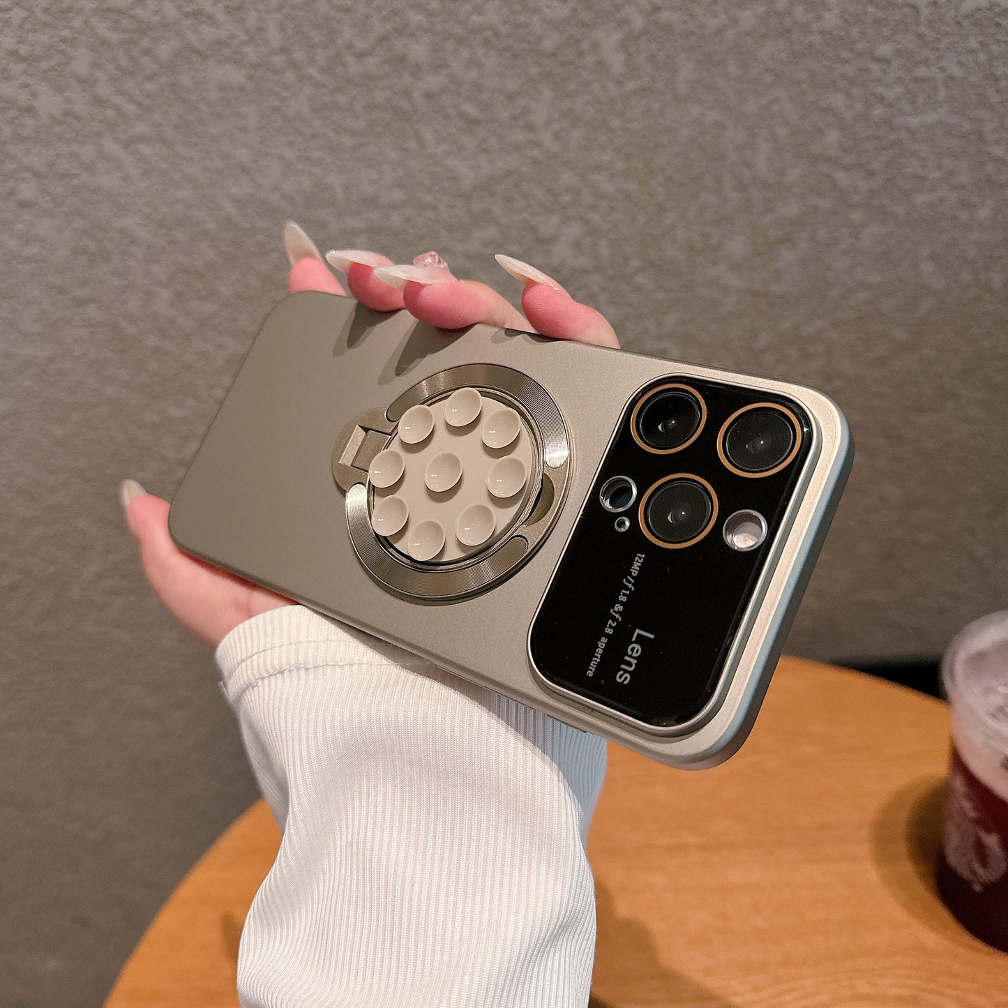 Large window lens protection suction cup magnetic stand phone case