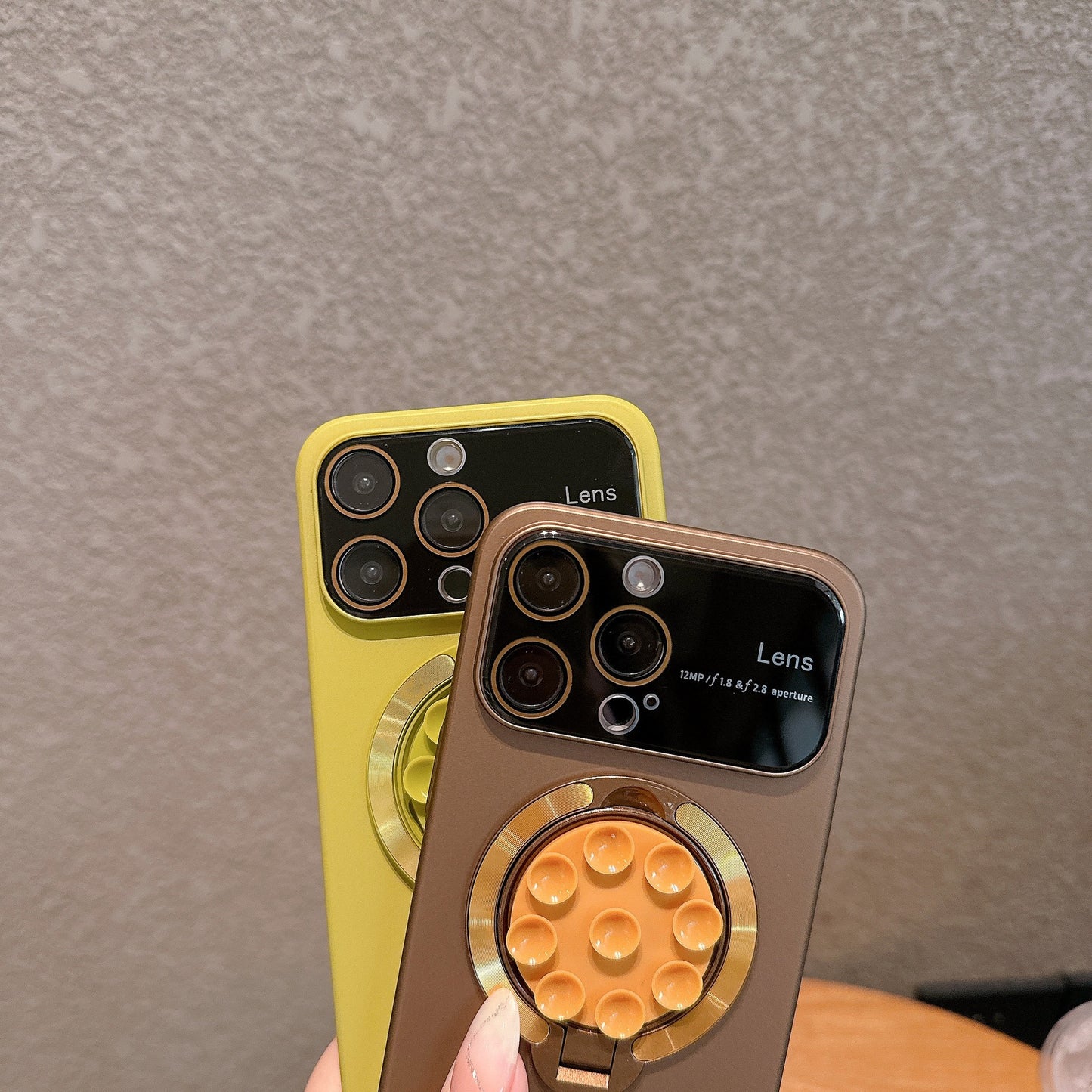 Large window lens protection suction cup magnetic stand phone case