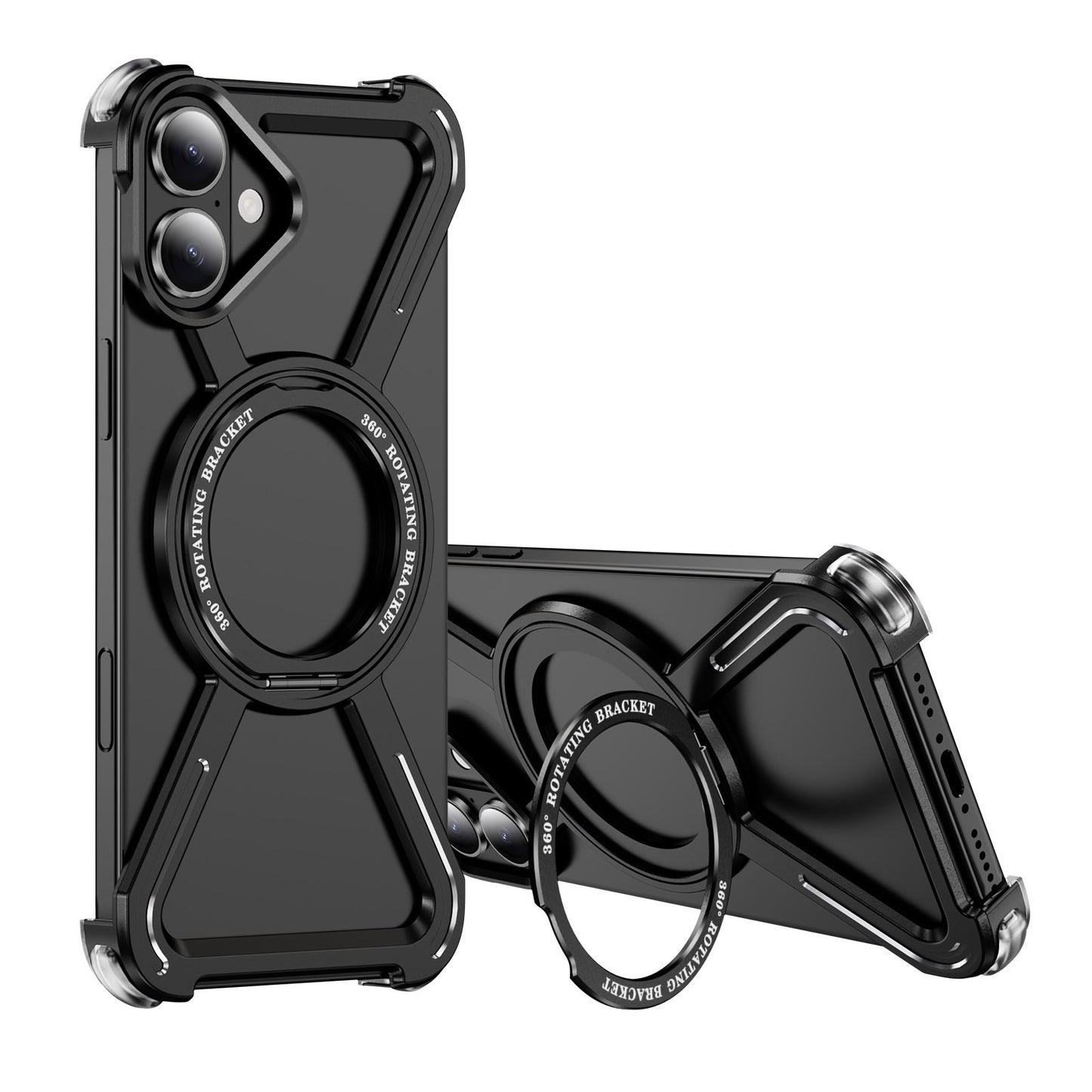 New Skeleton Metal Rotating Bracket Magnetic Phone Case