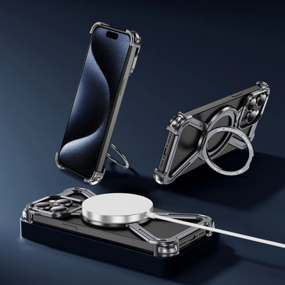 New Skeleton Metal Rotating Bracket Magnetic Phone Case