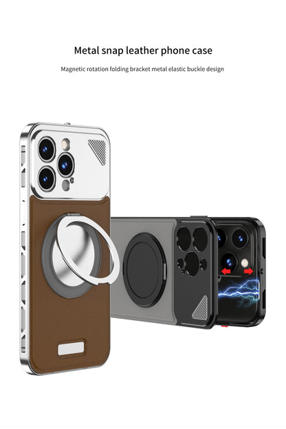 Luxury Metal Leather Buckle Magnetic Phone Case