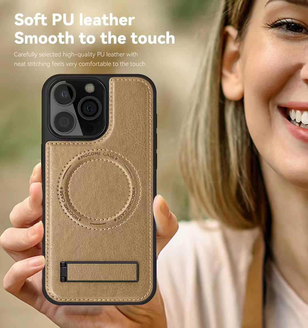 Leather stand magnetic phone case