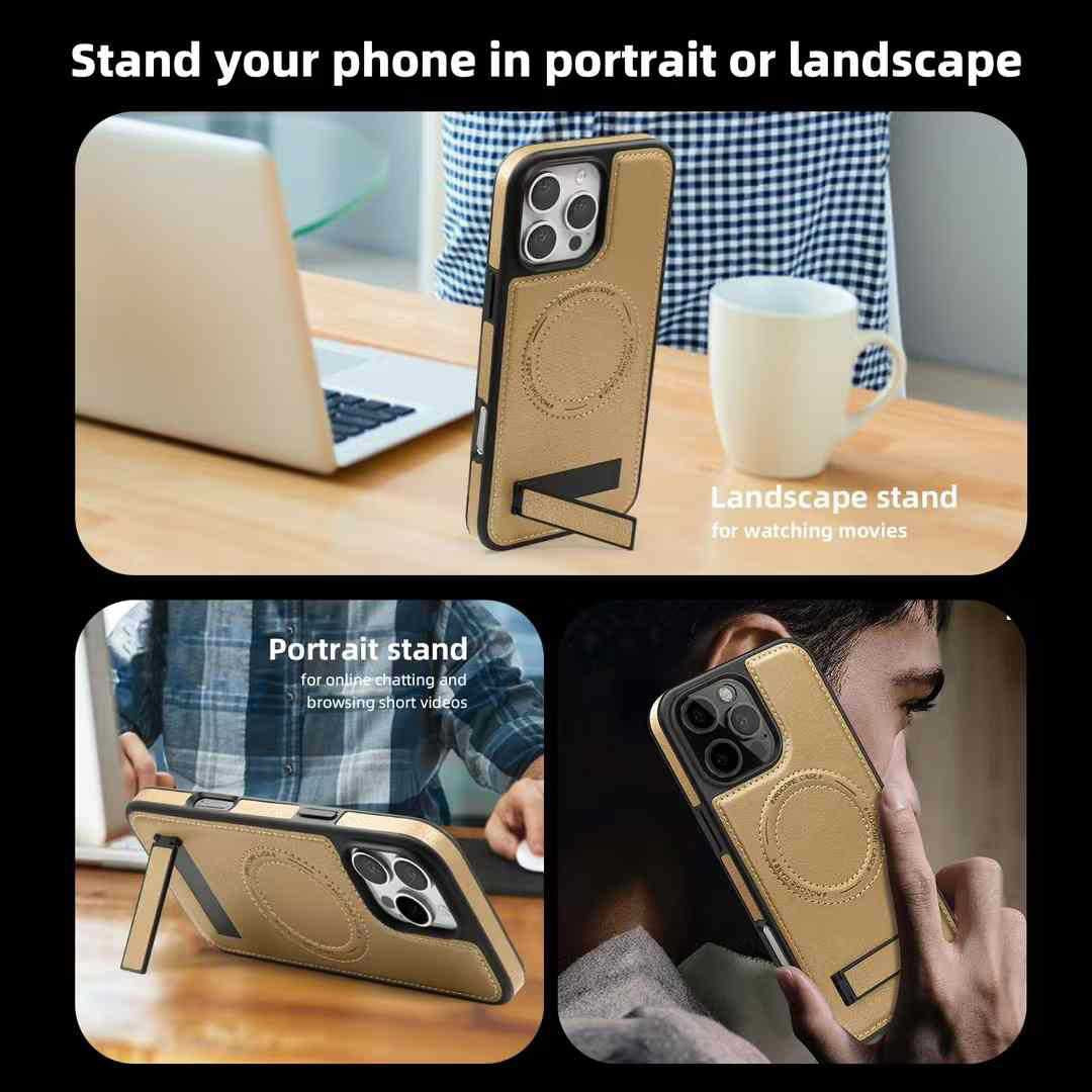 Leather stand magnetic phone case