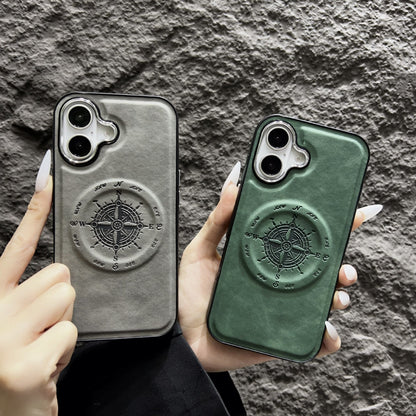 Leather Nautical Compass Magnetic Anti-fall Phone Case