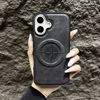 Leather Nautical Compass Magnetic Anti-fall Phone Case